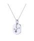Virgo Maiden Design 14K White Gold Blue Sapphire Stone Diamond Tag Pendant Necklace