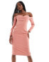 Lavish Alice off the shoulder ruffle dress in light pink