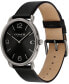 ფოტო #2 პროდუქტის Unisex Elliot Black Leather Strap Watch, 40mm