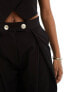 ASOS DESIGN co-ord wide leg trousers with gold buttons in black 34 - фото #5