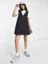 Фото #4 товара ASOS DESIGN nylon quilted mini pinny dress in black