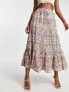 French Connection tiered midi skirt in boho paisley