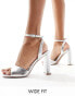 ASOS DESIGN Wide Fit Noah barely there block heeled sandals in silver Серебристый, 37 - фото #1