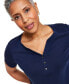 Women's Short-Sleeve Cotton Henley Top, XS-4X, Created for Macy's