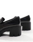 Pull&Bear patent heeled loafer shoe in black