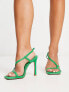 ASOS DESIGN Wide Fit Nydia asymmetric barely there heeled sandals in green