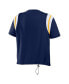Фото #2 товара Women's Navy Distressed Milwaukee Brewers Cinched Colorblock T-shirt