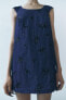 ZW COLLECTION BEADED DENIM-EFFECT DRESS