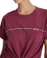 Women's Cotton Rhinestone-Logo Knot-Front T-Shirt