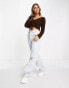 Фото #8 товара ASOS DESIGN knitted top in rib with ruched front in brown
