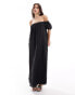 Фото #1 товара New Look crinkle bardot maxi dress in black