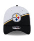 Фото #2 товара Men's White, Black Pittsburgh Steelers 2023 Sideline 39THIRTY Flex Hat