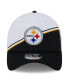 ფოტო #2 პროდუქტის Men's White, Black Pittsburgh Steelers 2023 Sideline 39THIRTY Flex Hat