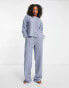 ASOS DESIGN Tall lounge borg sweat & trouser set in dusky blue