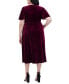 Фото #2 товара Plus Size Velvet Faux-Wrap Midi Dress