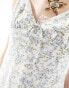 Kiss The Sky ditsy floral print cami mini dress in white and blue Разноцветный, 38 - фото #3