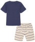 ფოტო #2 პროდუქტის Toddler Boy short sleeve Logo Graphic Tee Striped Oxford Shorts Set