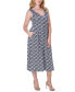 Print Sleeveless Pleated Pocket Midi Dress