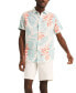 Men's Leaf Print Short Sleeve Button-Front Shirt