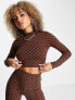 Фото #4 товара Fila retro long sleeve crop top in brown