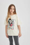 Kız Çocuk Disney Mickey & Minnie Oversize Fit Kısa Kollu Pijama Takımı C1957a824sp