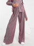 Glamorous Petite wide leg plisse trousers in purple spot co-ord