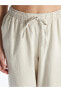 Фото #2 товара XSIDE Beli Lastikli Düz Keten Karışımlı Kadın Pantolon