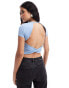 Pimkie short sleeve open twist back top in blue BLAU, S - фото #2