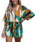 ფოტო #1 პროდუქტის Women's Abstract Geo Dolman Straight Leg Romper