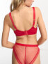 Фото #3 товара Tutti Rouge Carina sheer mesh high waist brazilian brief with ruched back detail in red