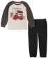 Фото #1 товара Toddler Boys Long Sleeve Raglan Slub Jersey Crew T-shirt and Twill Joggers, 2 Piece Set