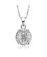 Фото #1 товара Sterling Silver White Gold Plated With Clear Cubic Zirconia Round Pendant