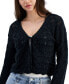 Juniors' Tie-Front Cropped Scalloped-Hem Cardigan