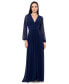 Фото #1 товара Petite V-Neck Side-Beaded Long-Sleeve Gown