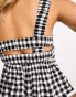 ASOS DESIGN elastic back sleeveless milkmaid top in gingham