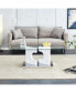 Rectangular modern coffee table with tempered glass top and white MDF legs, perfect for living room