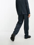 ASOS DESIGN wide leg suit trousers in navy plisse