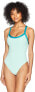 Splendid Women's 243647 Color Block One Piece Aqua Swimsuit Size S