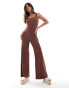 Фото #1 товара Miss Selfridge scoop neck jumpsuit in chocolate