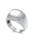 Cubic Zirconia Square CZ Micro Pave Square Shaped Halo Signet Ring For Men .925 Sterling Silver