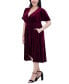 Фото #3 товара Plus Size Velvet Faux-Wrap Midi Dress