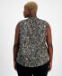 ფოტო #2 პროდუქტის Plus Size Printed Split-Neck Sleeveless Blouse