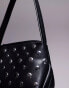 ASOS DESIGN shoulder bag with mixed stud detail in black