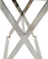 19" x 19" x 25" Leather Geometric Tray Table Inspired Silver-Tone Metal Base and Handles Accent Table