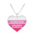 ფოტო #1 პროდუქტის Stripe Pink Enamel Heart Inspirational Message Words I love You Mom Heart Necklace Pendant For Women Mother .925 Sterling Silver