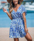 Фото #2 товара Women's V-Neck Dolman Sleeve Mini Beach Dress