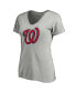 Фото #3 товара Women's Heathered Gray Washington Nationals Core Official Logo V-Neck T-shirt