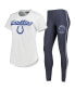 ფოტო #1 პროდუქტის Women's White, Charcoal Indianapolis Colts Sonata T-shirt and Leggings Sleep Set