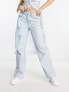 Женские джинсы ASOS DESIGN Weite Boyfriend-Jeans in Hellblau Голубой, W32 L32 - фото #13