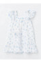 LCW ECO Kare Yaka Kolsuz Çiçek Desenli Kız Bebek Elbise